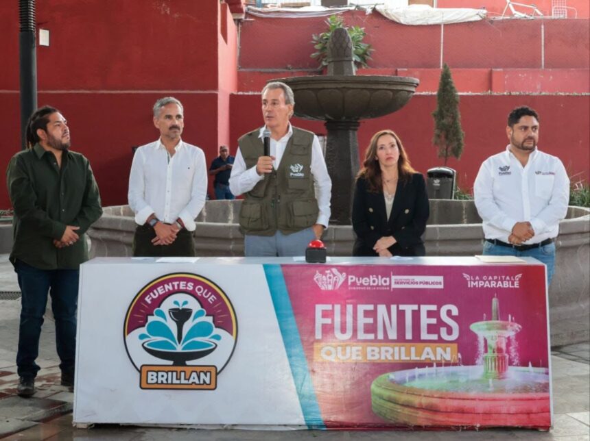 Pepe Chedraui entrega fuente restaurada en parque histórico de Puebla