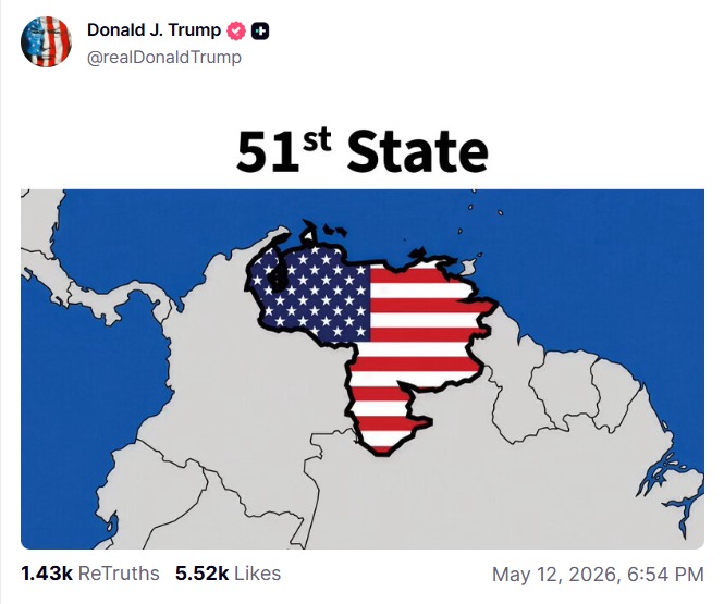 Trump publica mapa de Venezuela como estado 51 sin el Esequibo